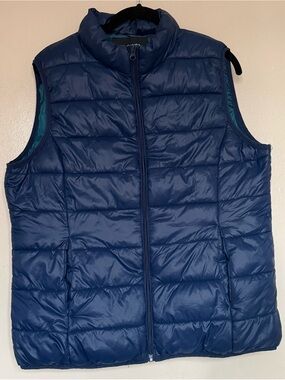 George Navy Puffer Vest with Teal Lining